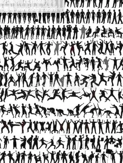 各种人物动作剪影矢量素材