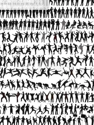 各种人物动作剪影矢量素材