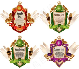 音乐主题潮流标签矢量素材