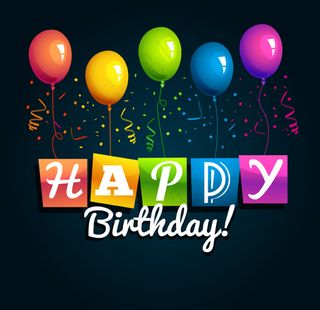 缤纷气球生日贺卡矢量素材