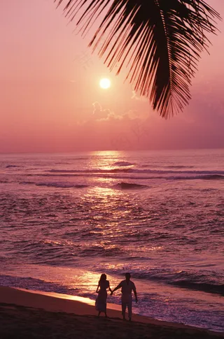 夕阳下的海滩图片