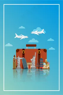行李箱旅游海报促销展板背景
