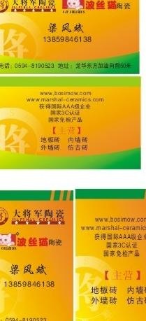 大将军名片波丝猫名片图片