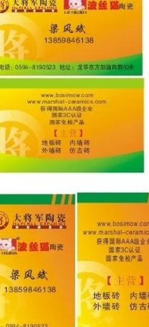 大将军名片波丝猫名片图片
