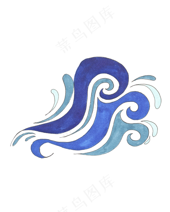 冲浪旅行夏季手绘水彩插图无缝填充背...