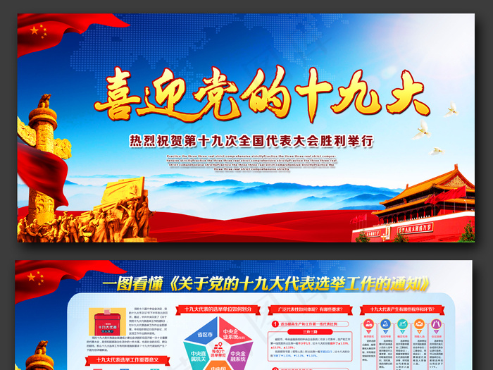大气喜迎十九大召开一图读懂十九大展...