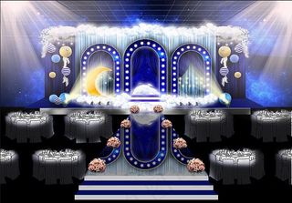 蓝色婚礼主题背景婚庆舞台背景