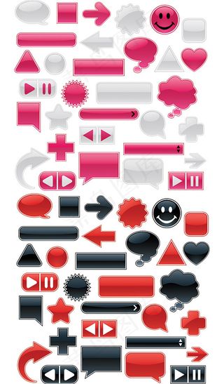 立体网页按钮矢量