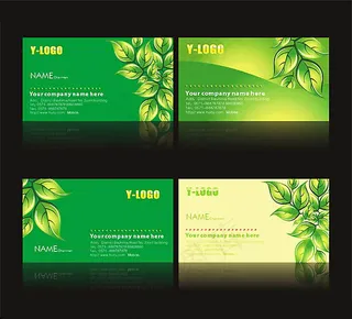 清爽绿叶名片卡片设计矢量素材