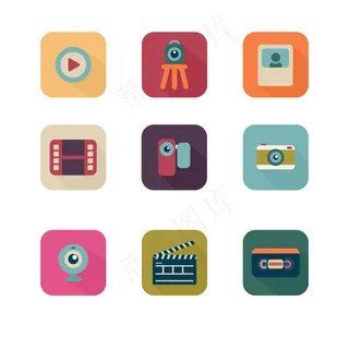 9款方形摄影与摄像图标矢量素材