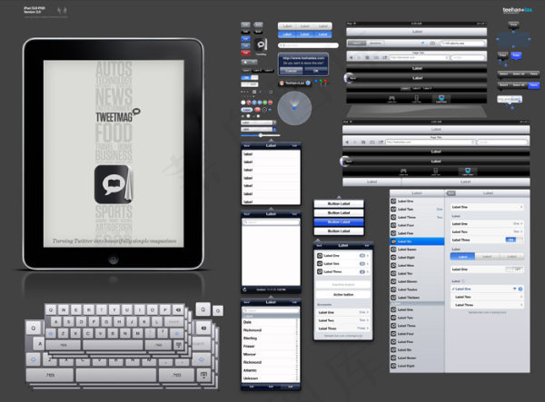 iPad GUI&nbs...psd模版下载