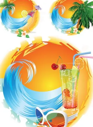 夏天主题矢量素材图片