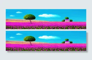 粉色花朵油画装饰画