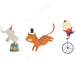可爱动物马戏团表演装饰元素可爱动物马戏团表演装饰元素