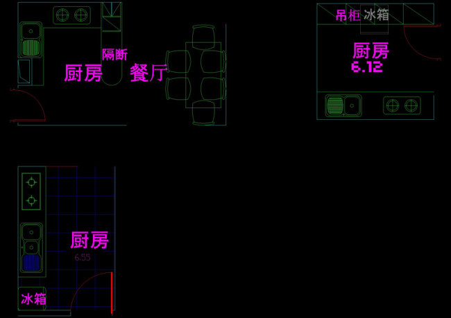 室内厨房cad图块素材