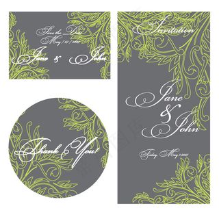 时尚婚礼贺卡模板矢量素材