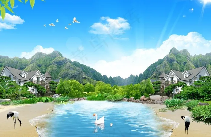 蓝天白云图片(4134X2918(DPI:300))psd模版下载