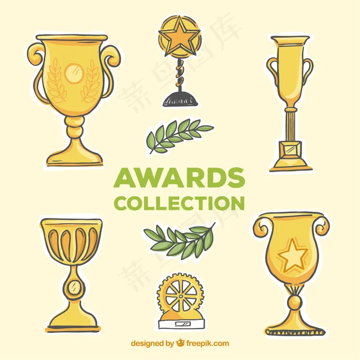 粗略的金色奖杯包ai矢量模版下载