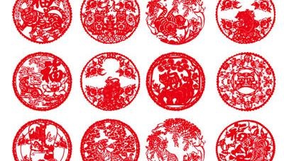 中国传统剪纸老虎矢量图