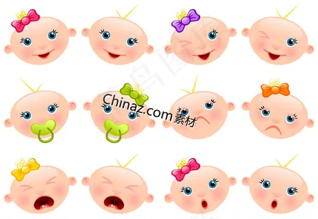 可爱婴儿表情矢量素材