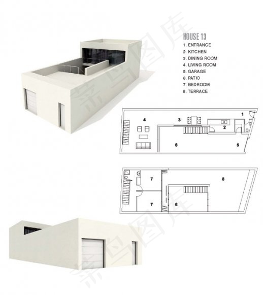 3D白色建筑室内效果图