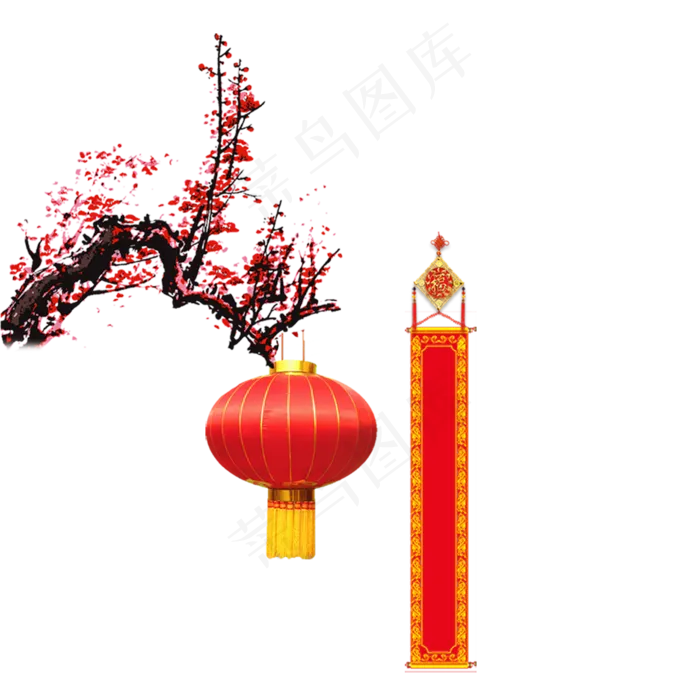 中国风梅花腊梅PNG素材psd模版下载