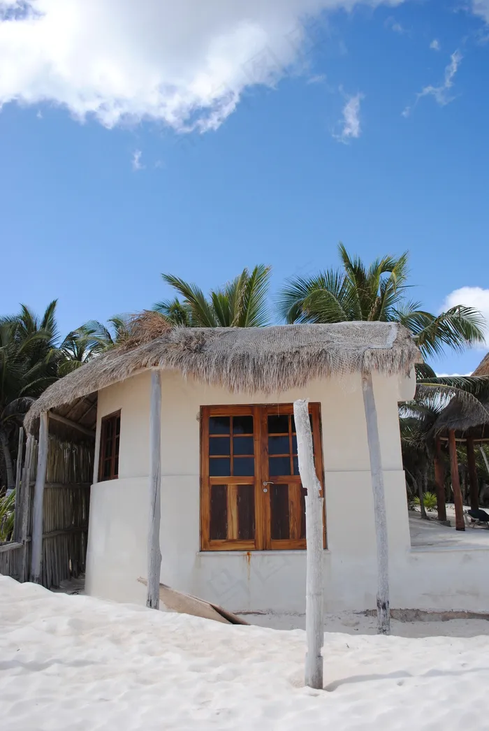 墨西哥海滩白色度假屋图片