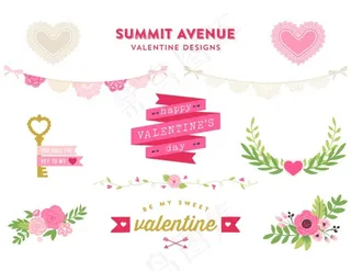 文艺婚礼绘画素材矢量