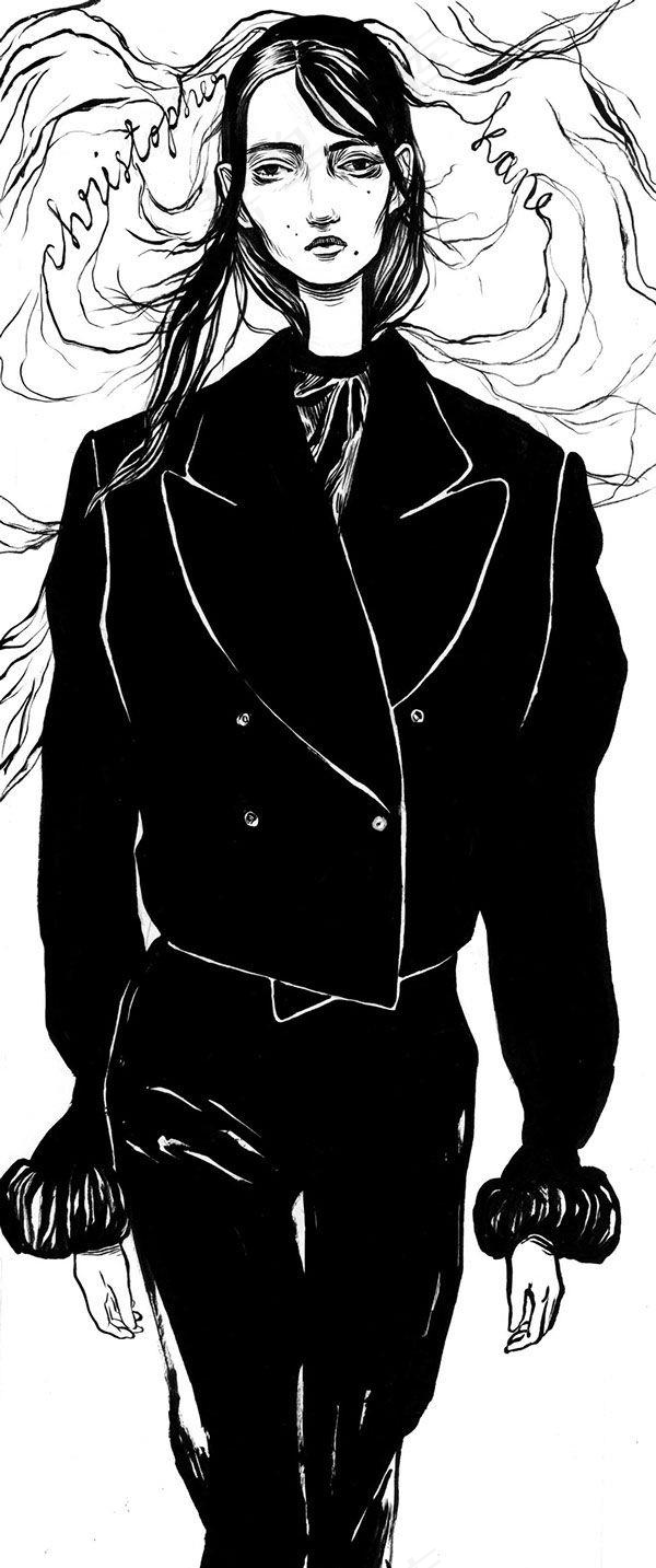 黑色时尚套装设计图