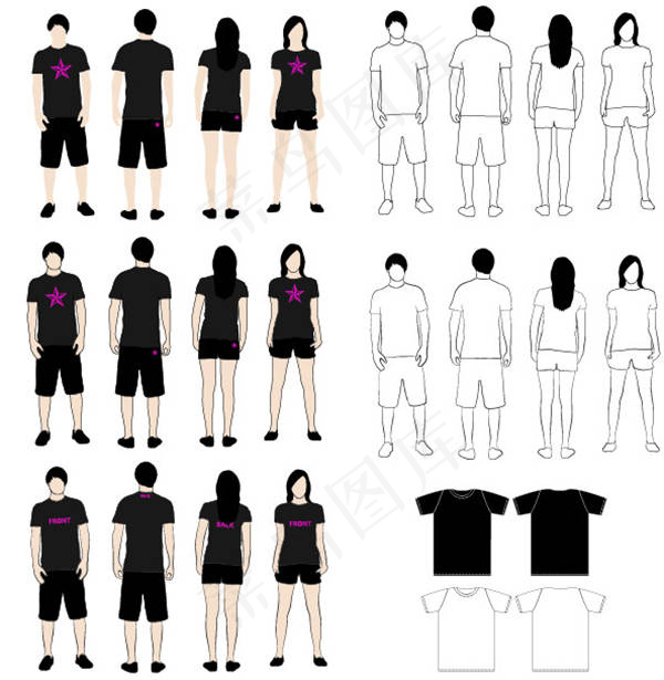男女运动服装矢量素材ai矢量模版下载