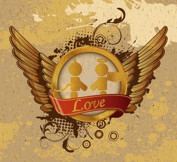 古典的金情人节徽矢量插画