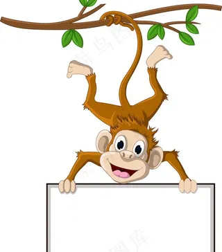手拿广告牌的猴子图片