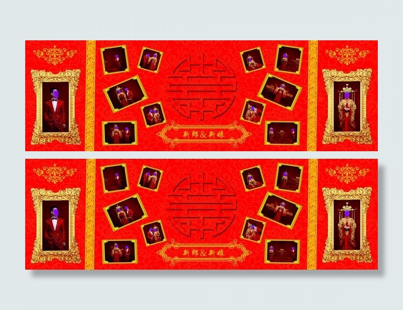 中式婚礼背景psd模版下载