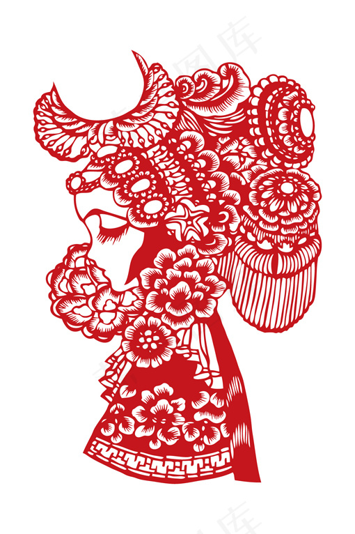 人物剪纸ai矢量模版下载
