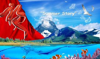 夏天 湖泊 雪山 广告图片