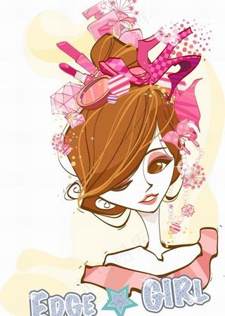 韩国女孩卡通插画矢量素材27