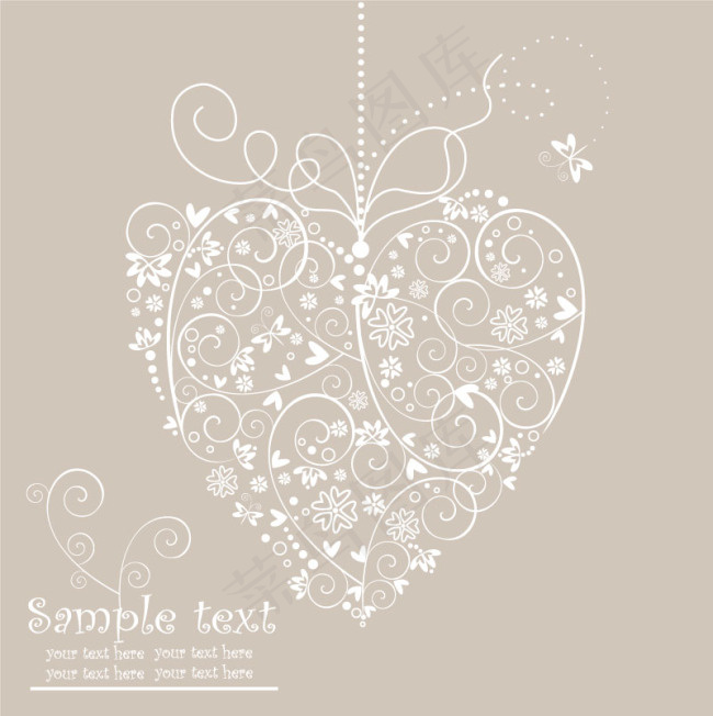 精致手绘花纹吊饰矢量素材