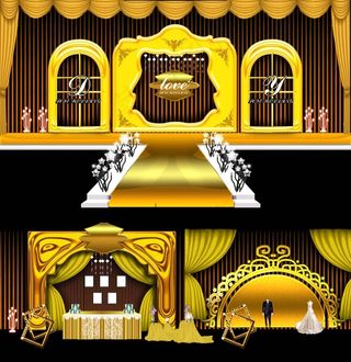 新金婚礼金色背景设计