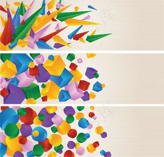 炫彩图形旗帜矢量