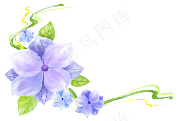 紫色手绘花psd模版下载