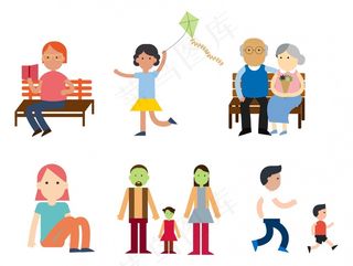 扁平人物矢量素材