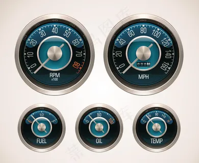 精致金属仪表盘-矢量素材