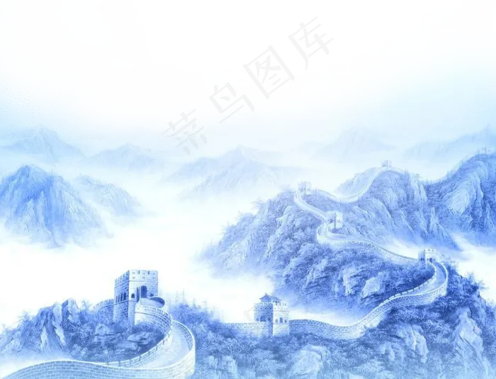 水墨长城党政免扣png素材(1200X3417(DPI:299))psd模版下载