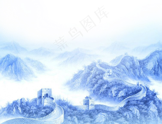 水墨长城党政免扣png素材