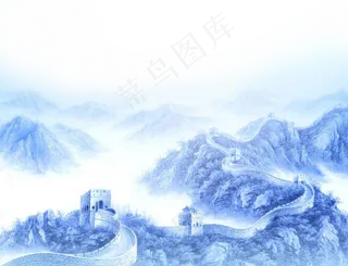 水墨长城党政免扣png素材