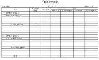 长期投资明细表