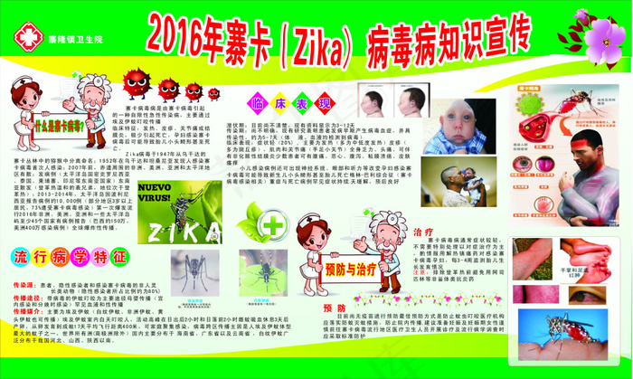 2016年寨卡（Zika）病毒病知识宣传cdr矢量模版下载