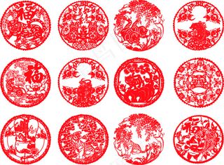 多款虎年吉祥剪纸图案