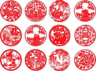 多款虎年吉祥剪纸图案