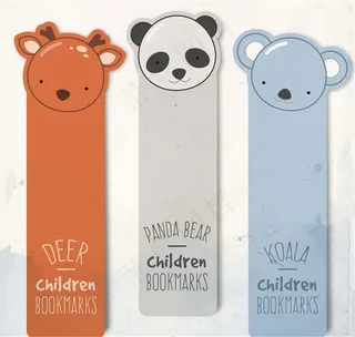 3款可爱动物头像书签矢量素材
